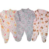 Kit 3 Macacao para bebe Feminino menina em Soft dia a dia confortavel Pijama Roupa Infantil