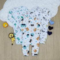 Kit 3 Macacão Para Bebê Masculino Menino em Soft dia a dia Confortável Macio Kit 3 Macacão Para Bebê Masculino Menino em Soft dia a dia Confortável Macio