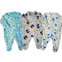 Kit 3 Macacao para bebe Masculino menino em Soft dia a dia confortavel Pijama Roupa Infantil