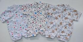 Kit 3 macacões curtos bebê estampas variadas Tam : P-M-G