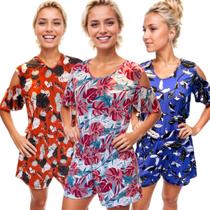 kit 3 Macaquinho Estampado Feminino Verão Versátil Soltinho
