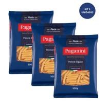 Kit 3 Macarrão Italiano Penne Rigate Paganini 500g