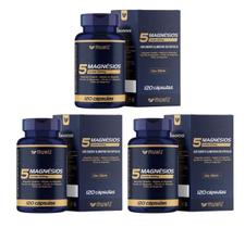 Kit 3 Magnésio 5 Fonte 500mg 120 Cápsulas Muwiz