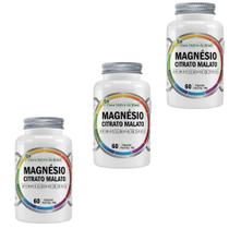 Kit 3 Magnésio Citrato Malato 3x60 cps Flora Nativa Sabor:Sem sabor