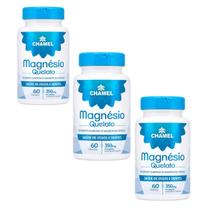 Kit 3 Magnésio Quelato Chamel 350mg 60 Cápsulas Suplemento
