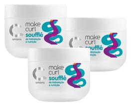 Kit 3 Make Curl Souffle Todo Tipo Cacho Cabelo Amavia 300g