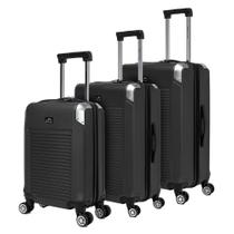 Kit 3 Mala Viagem Com Rodinhas 360 Rígida Reforçada Padrão Anac Cadeado Tsa