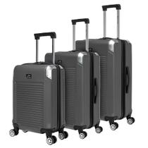 Kit 3 Mala Viagem Com Rodinhas 360 Rígida Reforçada Padrão Anac Cadeado Tsa