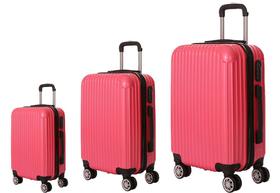 Kit 3 Malas de Viagem AS52 Grande, Média e Bordo em ABS c/ rodas 360º e puxador