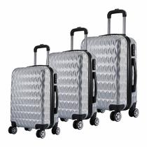 Kit 3 Malas De Viagem Bordo, Média e Grande Em Abs C/ Rodinhas 360º Amarela