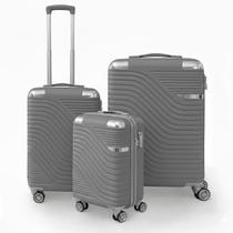 Kit 3 Malas de Viagem Estocasa Grande Média Pequena Bordo Rígido Resistente 360 Cadeado