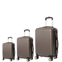 Kit 3 Malas de Viagem Grande, Média e Bordo em ABS AS52 c/ rodas 360º e puxador
