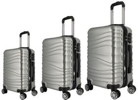 Kit 3 Malas de Viagem Grande, Média e Bordo Prata em ABS AS67 c/ rodas 360º e puxador Kit 3 Malas de Viagem Grande, Média e Bordo Prata em ABS AS67 c/ rodas 360º e puxador