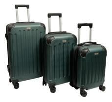 Kit 3 Malas Viagem M, P E PP Bordo Despache Rígida Rodinhas Verde Clavos