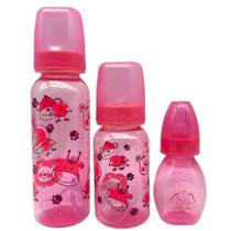 Kit 3 Mamadeira Anplas Bico Silicone Rosa - 240ml -140ml-60ml