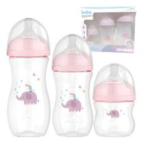 Kit 3 Mamadeira Buba Tam 1,2 e 3 Easy Flow 120ML, 270ML e 330ML Elefante Rosa Kit 3 Mamadeira Buba Tam 1,2 e 3 Easy Flow 120ML, 270ML e 330ML Elefante Rosa
