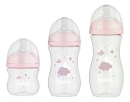 Kit 3 Mamadeira Buba Tam 1,2 e 3 Easy Flow 120ML, 270ML e 330ML Nuvem Rosa Kit 3 Mamadeira Buba Tam 1,2 e 3 Easy Flow 120ML, 270ML e 330ML Nuvem Rosa