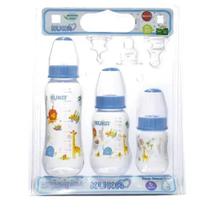 Kit 3 Mamadeira Natural Color Azul Bico Ortodôntico - Kuka