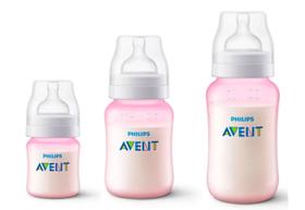 Kit 3 Mamadeiras Anticólica Clássica 125ml + 260ml + 330ml Philips Avent