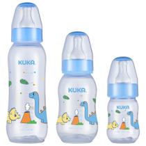 Kit 3 Mamadeiras Antivazamento Bico Redondo Natural Color 70/160/250ml Kuka - Azul Kit 3 Mamadeiras Antivazamento Bico Redondo Natural Color 70/160/250ml Kuka - Azul