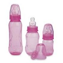 Kit 3 Mamadeiras Aquarela Bico Achatado Kuka Rosa