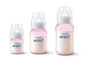 Kit 3 Mamadeiras Avent Classic Anticólica 125/260/330ml Rosa - SCY119/19