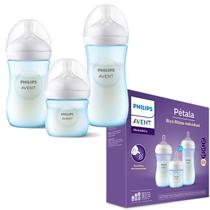 Kit 3 Mamadeiras Avent Pétala Anti-Cólica 125, 260 E 330ml Cor Azul - Philips Avent Kit 3 Mamadeiras Avent Pétala Anti-Cólica 125, 260 E 330ml Cor Azul - Philips Avent