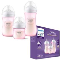 Kit 3 Mamadeiras Avent Pétala Anti-Cólica 125, 260 E 330ml Cor Rosa - Philips Avent Kit 3 Mamadeiras Avent Pétala Anti-Cólica 125, 260 E 330ml Cor Rosa - Philips Avent