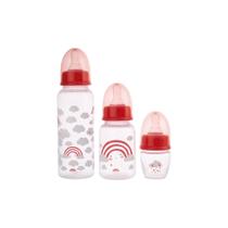 Kit 3 Mamadeiras Bico Padrão 40, 150 e 250ml Menino Menina - Plasútil