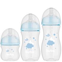 Kit 3 Mamadeiras Buba Easy Flow 120/270/330ml Nuvem Azul