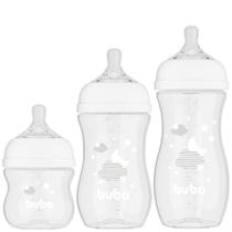 Kit 3 Mamadeiras Buba Easy Flow 120/270/330ml Nuvem Branca