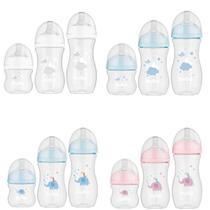 Kit 3 Mamadeiras Buba Easy Flow Anticólica com Bicos de Silicone Tampas Protetoras Livre de BPA Tamanhos 120ml 270ml 330ml para Diversas Fases do Bebê