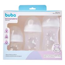 Kit 3 Mamadeiras Buba Easy Flow Anticólica Nuvem Branca