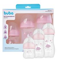 Kit 3 Mamadeiras Buba Easy Flow Bico Silicone Anticólica Nuvem Rosa Menina 120ml 270ml 330ml Kit 3 Mamadeiras Buba Easy Flow Bico Silicone Anticólica Nuvem Rosa Menina 120ml 270ml 330ml