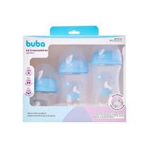 Kit 3 Mamadeiras Buba Easy Flow Nuvem 120ml 270ml 330ml Bicos 0m+ 2m+ 4m+