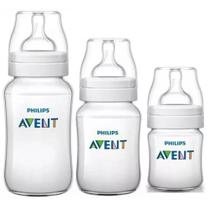 Kit 3 Mamadeiras Classic 125 260 e 330ml Anticolica Avent - NoBrand