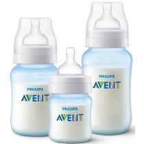 Kit 3 Mamadeiras Classica Azul 125ML 260ML e 330ML Philips AVENT SCY119/20 Kit 3 Mamadeiras Classica Azul 125ML 260ML e 330ML Philips AVENT SCY119/20