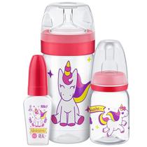 Kit 3 Mamadeiras De Bebê Bico Redondo 50ml 120ml 300ml Tampa Antivazamento Evolution Magia Lillo