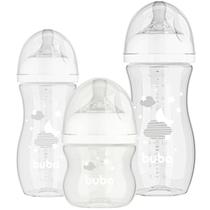 Kit 3 mamadeiras easy flow 120 270 330ml nuvem branca - buba