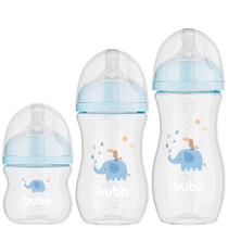Kit 3 Mamadeiras Easy Flow Buba Elefante Azul 120/270/330ml