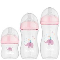Kit 3 Mamadeiras Easy Flow Buba Elefante Rosa 120/270/330ml