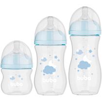 Kit 3 Mamadeiras Easy Flow Nuvem Azul 120/270/330ml Buba