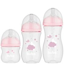 Kit 3 mamadeiras easy flow nuvem rosa 120 ml - 270 ml - 330 ml buba