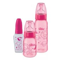 Kit 3 Mamadeiras Evolução Divertida 50/120/240ml Bico Silicone Lillo