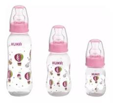 Kit 3 Mamadeiras Kuka Estojo Big Natural Bico Universal Rosa