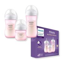 Kit 3 mamadeiras pétala 125ml + 260ml + 330ml rosa (scd838/28) - avent