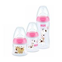 Kit 3 Mamadeiras Starter Rosa 90/150/300ml First Choice Nuk