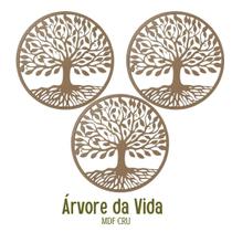 Kit 3 Mandala Decorativa Árvore da Vida MDF Cru - Medida 30x30 - Ficone Decor