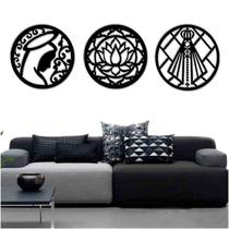 Kit 3 Mandalas Decorativas 60x60cm Vazado - Mdf
