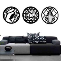 Kit 3 Mandalas Decorativas Mdf 30X30 Vazado Marrom Modelo 2